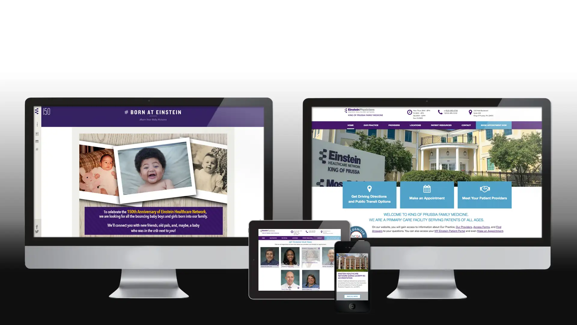 Einstein Healthcare responsive design system across devices