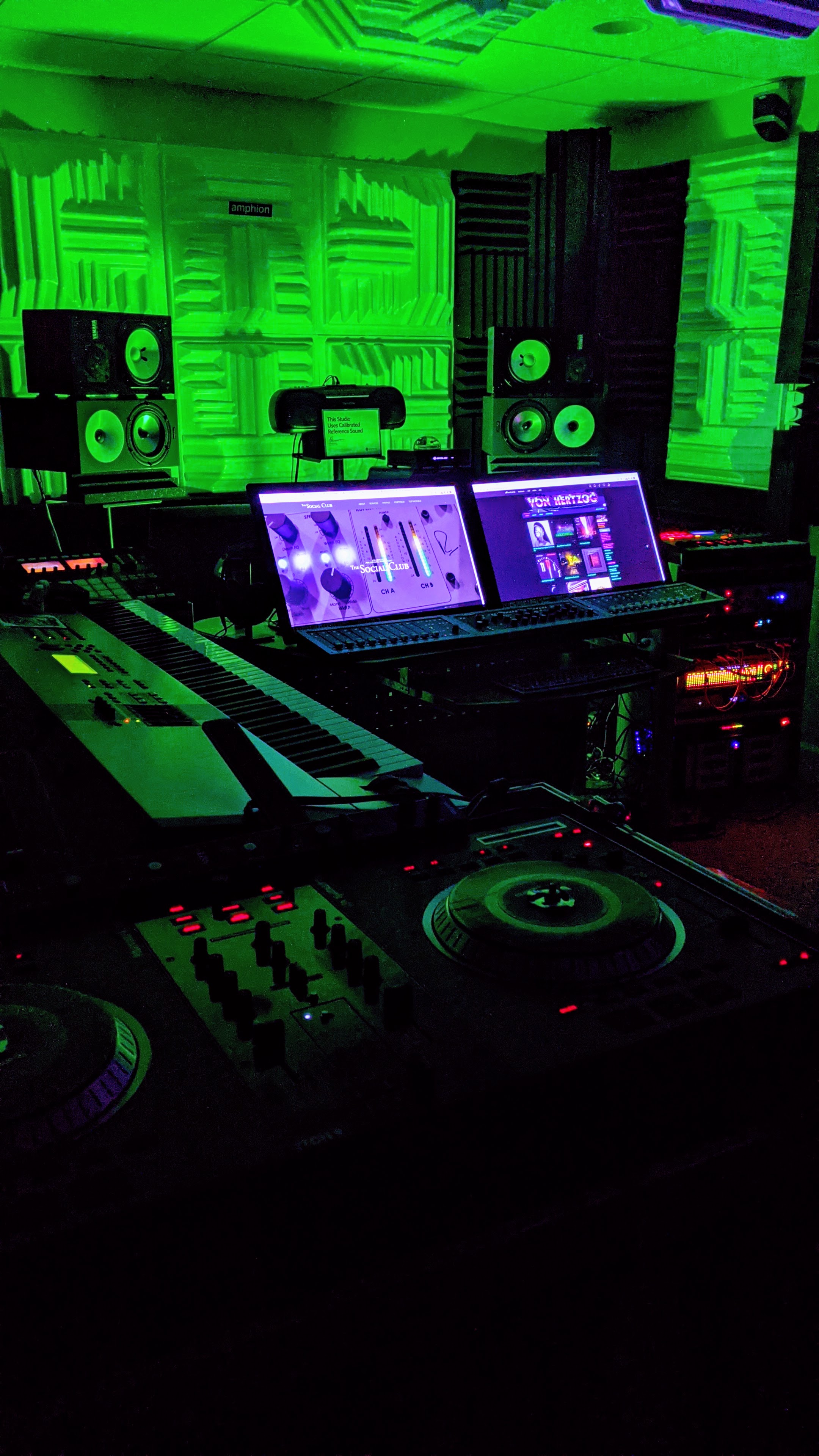 The Social Club studio monitoring setup